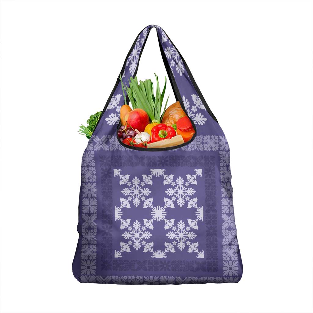 Hawaiian Quilt Pattern Grocery Bag Purple Hawaii Culture Tropical - Polynesian Pride