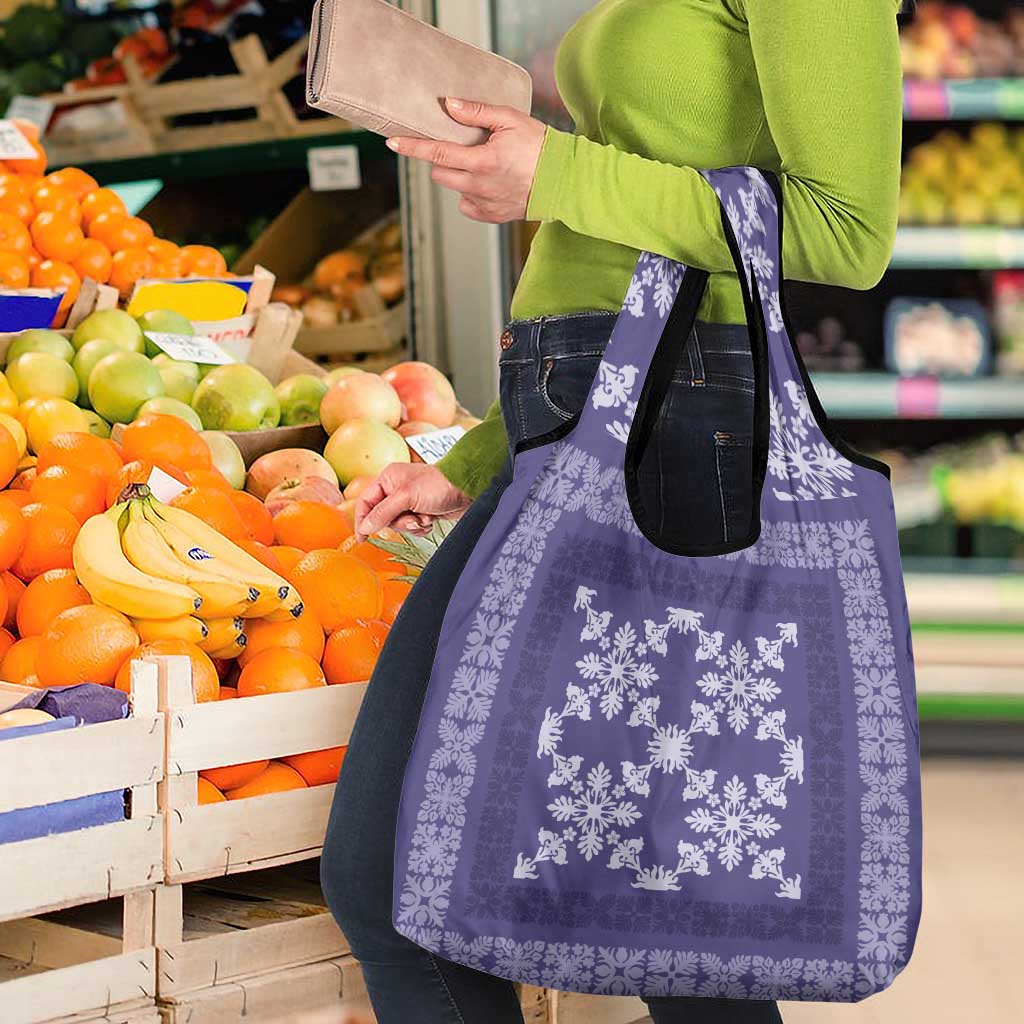 Hawaiian Quilt Pattern Grocery Bag Purple Hawaii Culture Tropical - Polynesian Pride