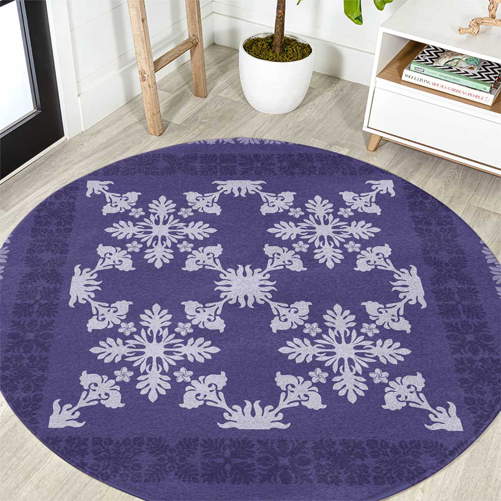 Hawaiian Quilt Pattern Round Carpet Purple Hawaii Culture Tropical - Polynesian Pride