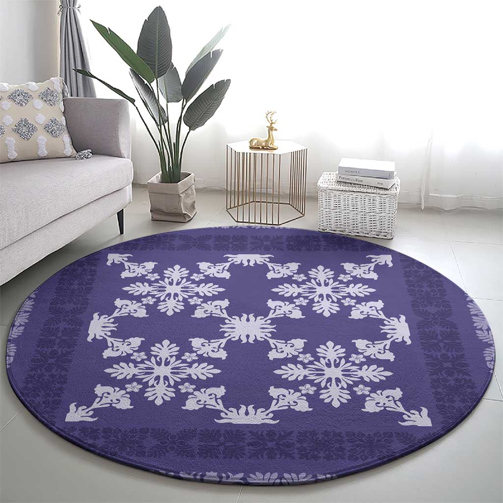 Hawaiian Quilt Pattern Round Carpet Purple Hawaii Culture Tropical - Polynesian Pride