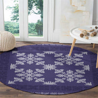 Hawaiian Quilt Pattern Round Carpet Purple Hawaii Culture Tropical - Polynesian Pride