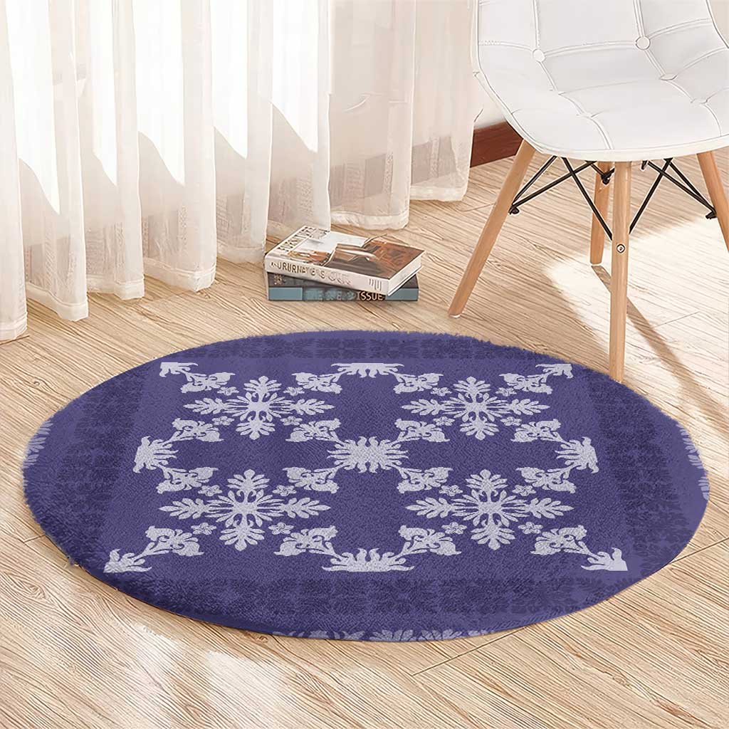 Hawaiian Quilt Pattern Round Carpet Purple Hawaii Culture Tropical - Polynesian Pride
