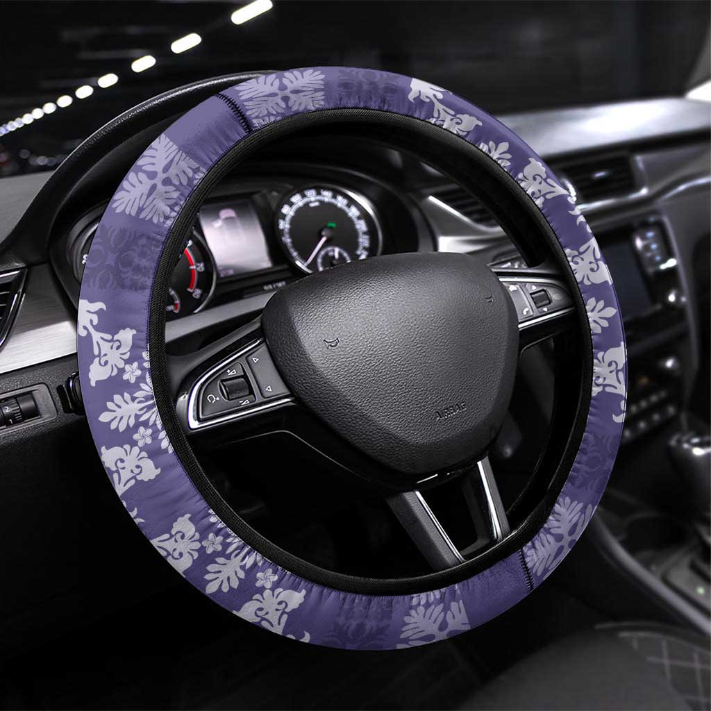Hawaiian Quilt Pattern Steering Wheel Cover Purple Hawaii Culture Tropical - Polynesian Pride