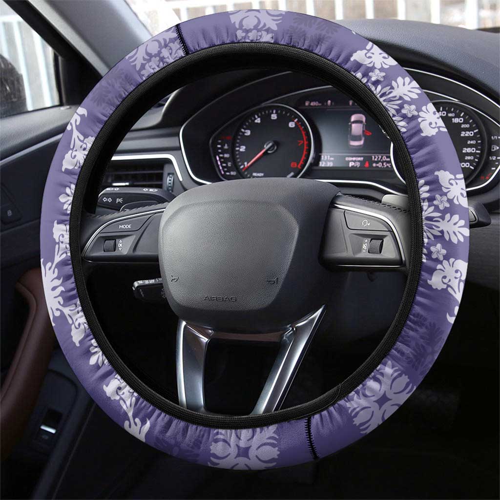 Hawaiian Quilt Pattern Steering Wheel Cover Purple Hawaii Culture Tropical - Polynesian Pride
