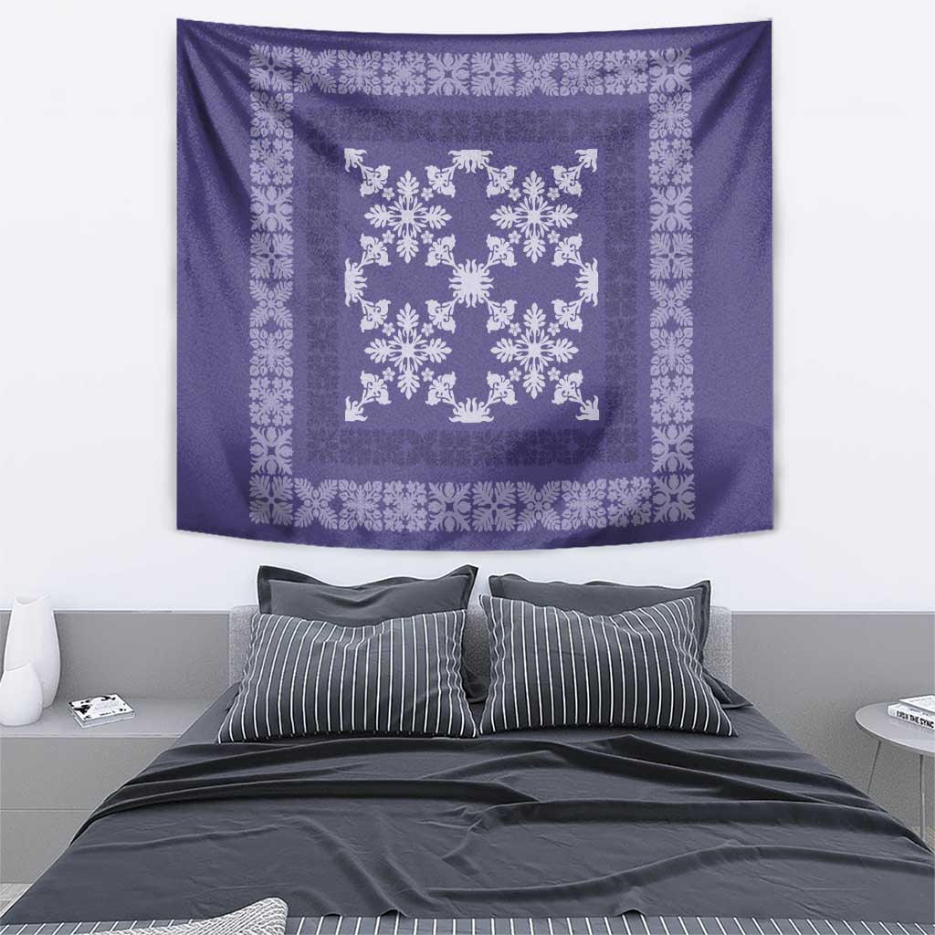 Hawaiian Quilt Pattern Tapestry Purple Hawaii Culture Tropical - Polynesian Pride