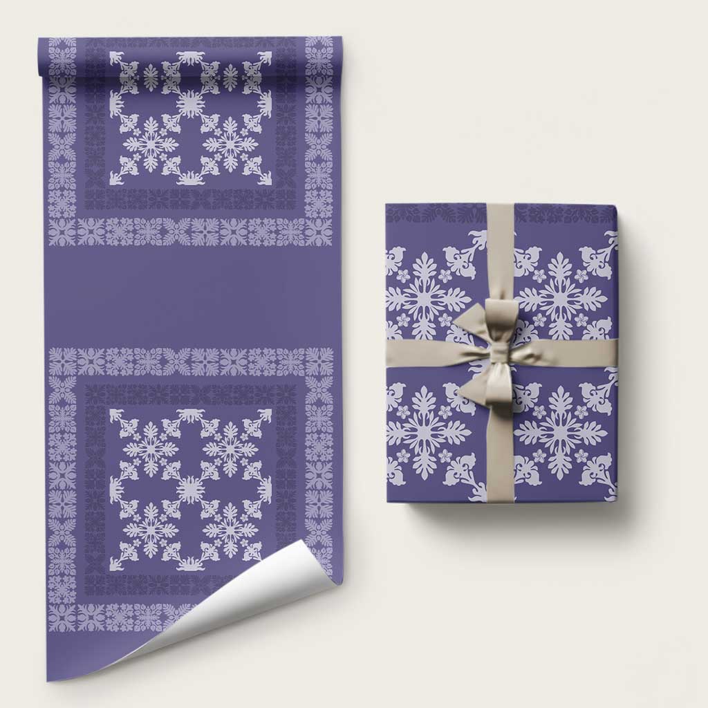 Hawaiian Quilt Pattern Wrapping Paper Purple Hawaii Culture Tropical LT9 58" × 23" Purple - Polynesian Pride