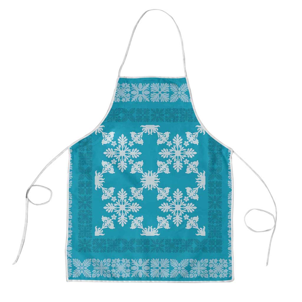 Hawaiian Quilt Pattern Apron Teal Hawaii Culture Tropical - Polynesian Pride