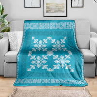 Hawaiian Quilt Pattern Blanket Teal Hawaii Culture Tropical - Polynesian Pride