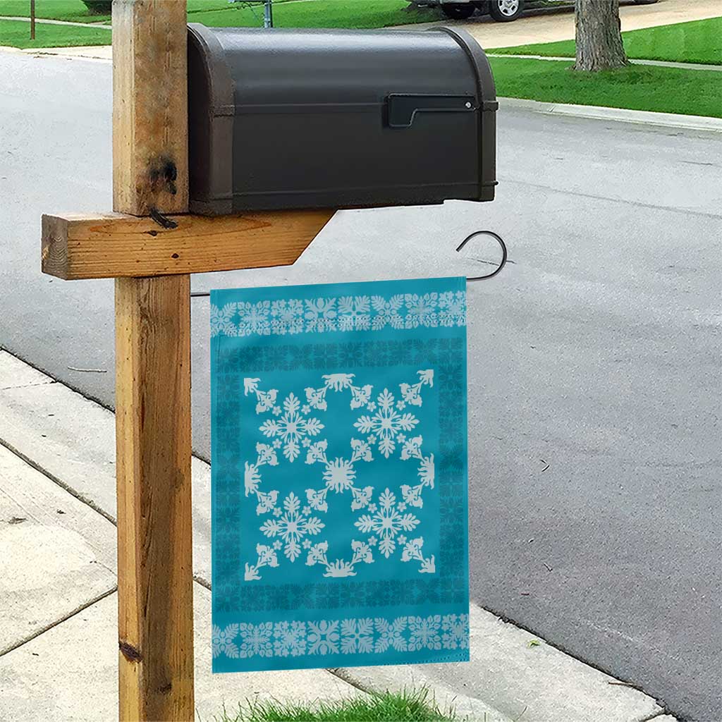 Hawaiian Quilt Pattern Garden Flag Teal Hawaii Culture Tropical - Polynesian Pride