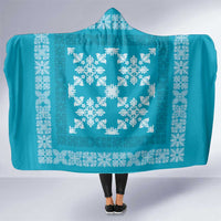 Hawaiian Quilt Pattern Hooded Blanket Teal Hawaii Culture Tropical - Polynesian Pride