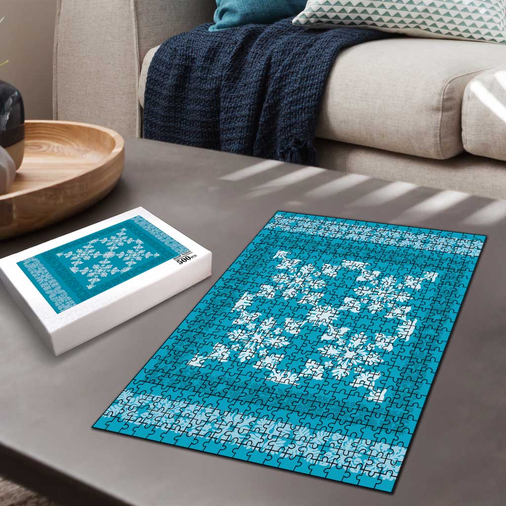 Hawaiian Quilt Pattern Puzzle Teal Hawaii Culture Tropical - Polynesian Pride