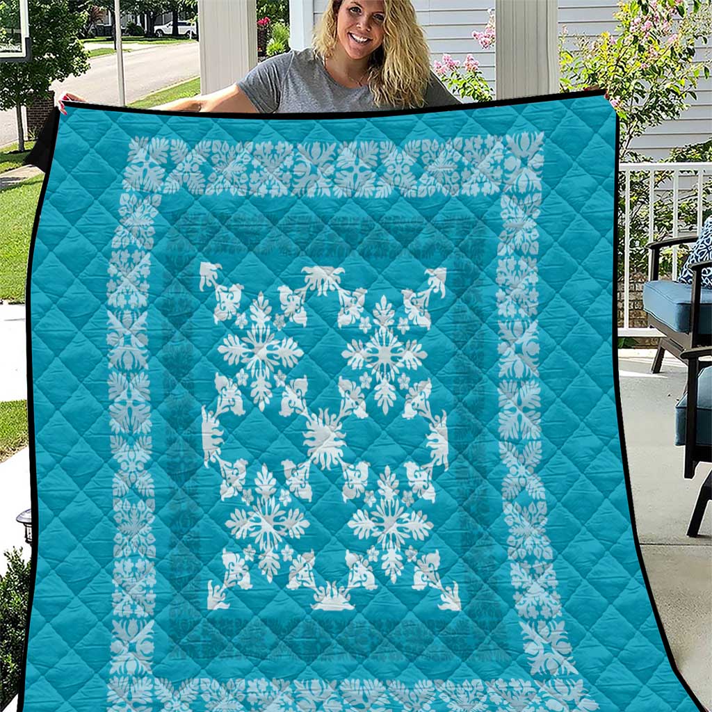 Hawaiian Quilt Pattern Quilt Teal Hawaii Culture Tropical - Polynesian Pride