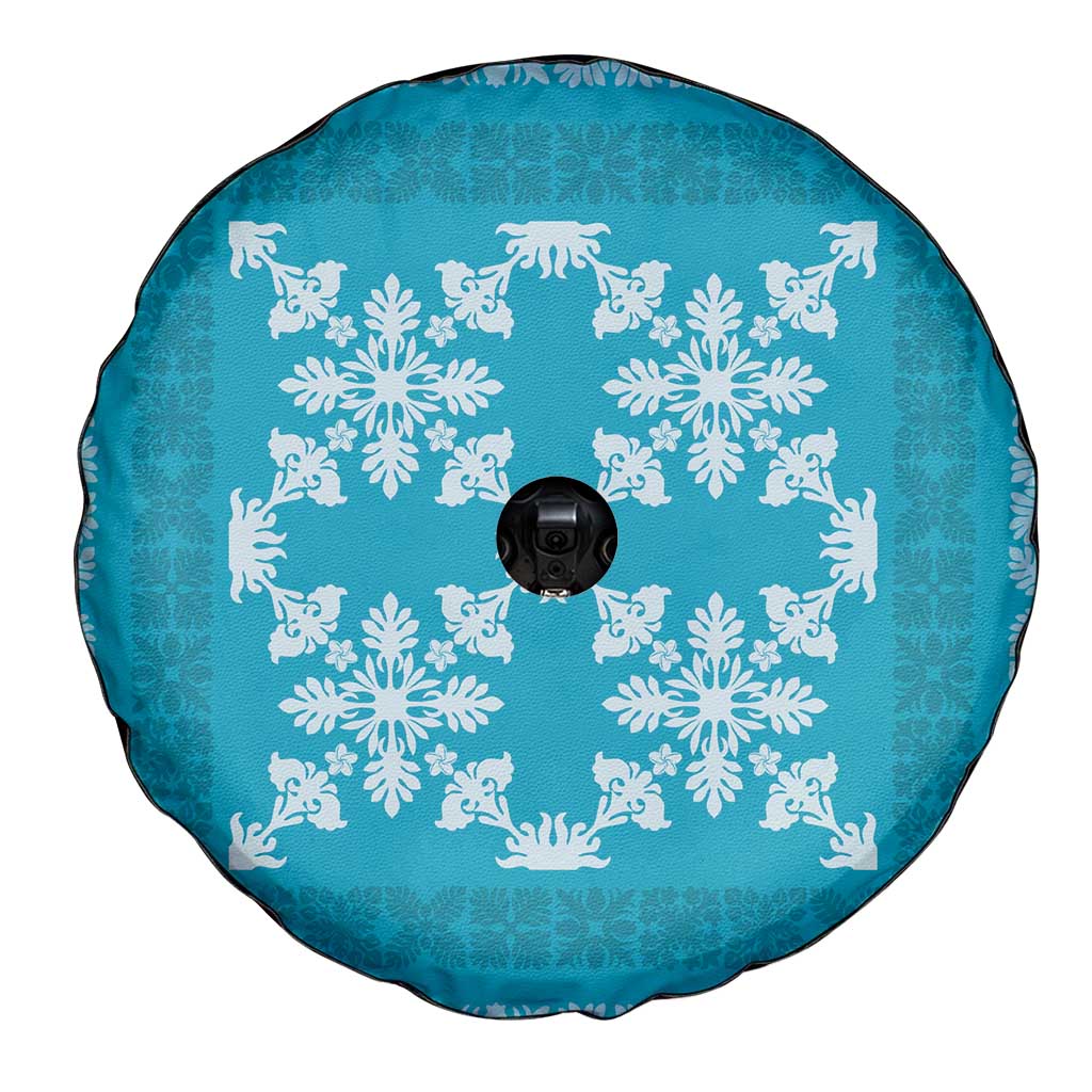 Hawaiian Quilt Pattern Spare Tire Cover Teal Hawaii Culture Tropical - Polynesian Pride