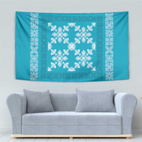 Hawaiian Quilt Pattern Tapestry Teal Hawaii Culture Tropical - Polynesian Pride