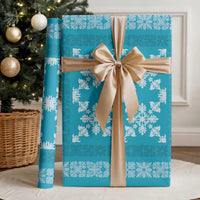 Hawaiian Quilt Pattern Wrapping Paper Teal Hawaii Culture Tropical - Polynesian Pride