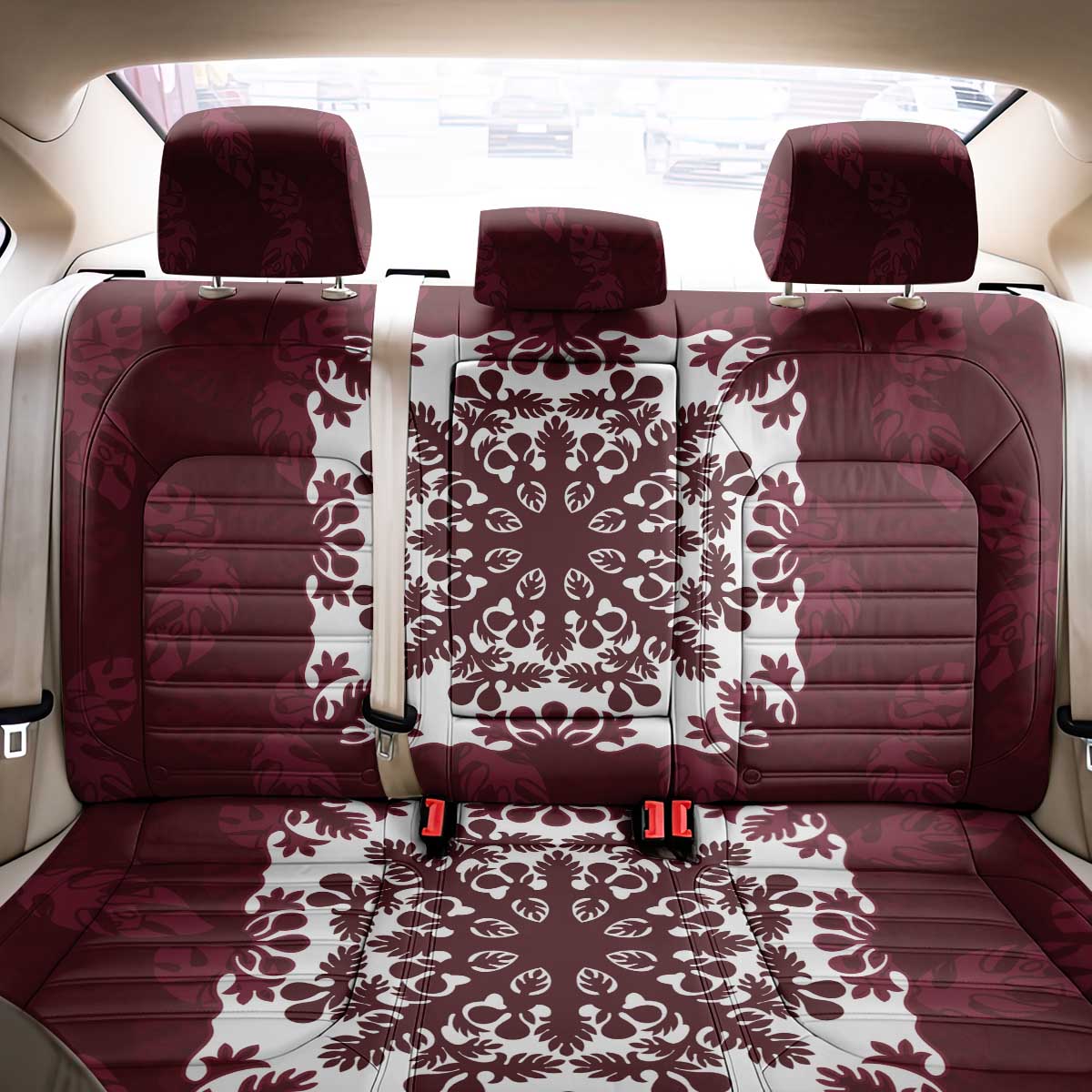 Palm Leaf Quilt Pattern Back Car Seat Cover Hawaii Culture Floral - Polynesian Pride