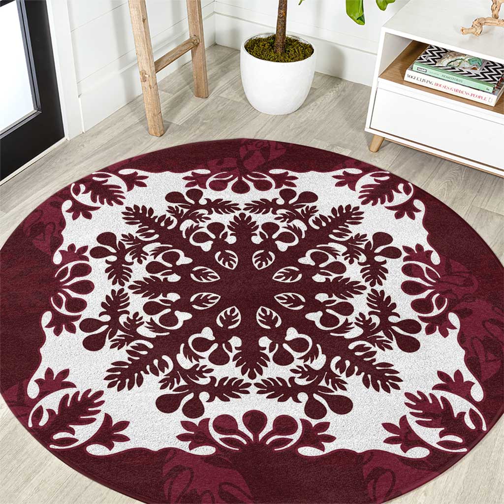 Palm Leaf Quilt Pattern Round Carpet Hawaii Culture Floral - Polynesian Pride