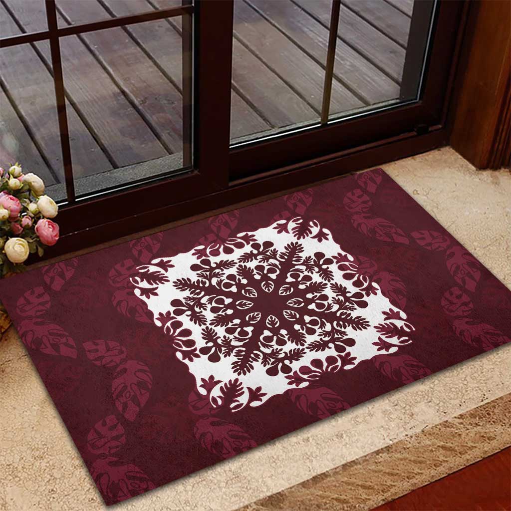 Palm Leaf Quilt Pattern Rubber Doormat Hawaii Culture Floral - Polynesian Pride