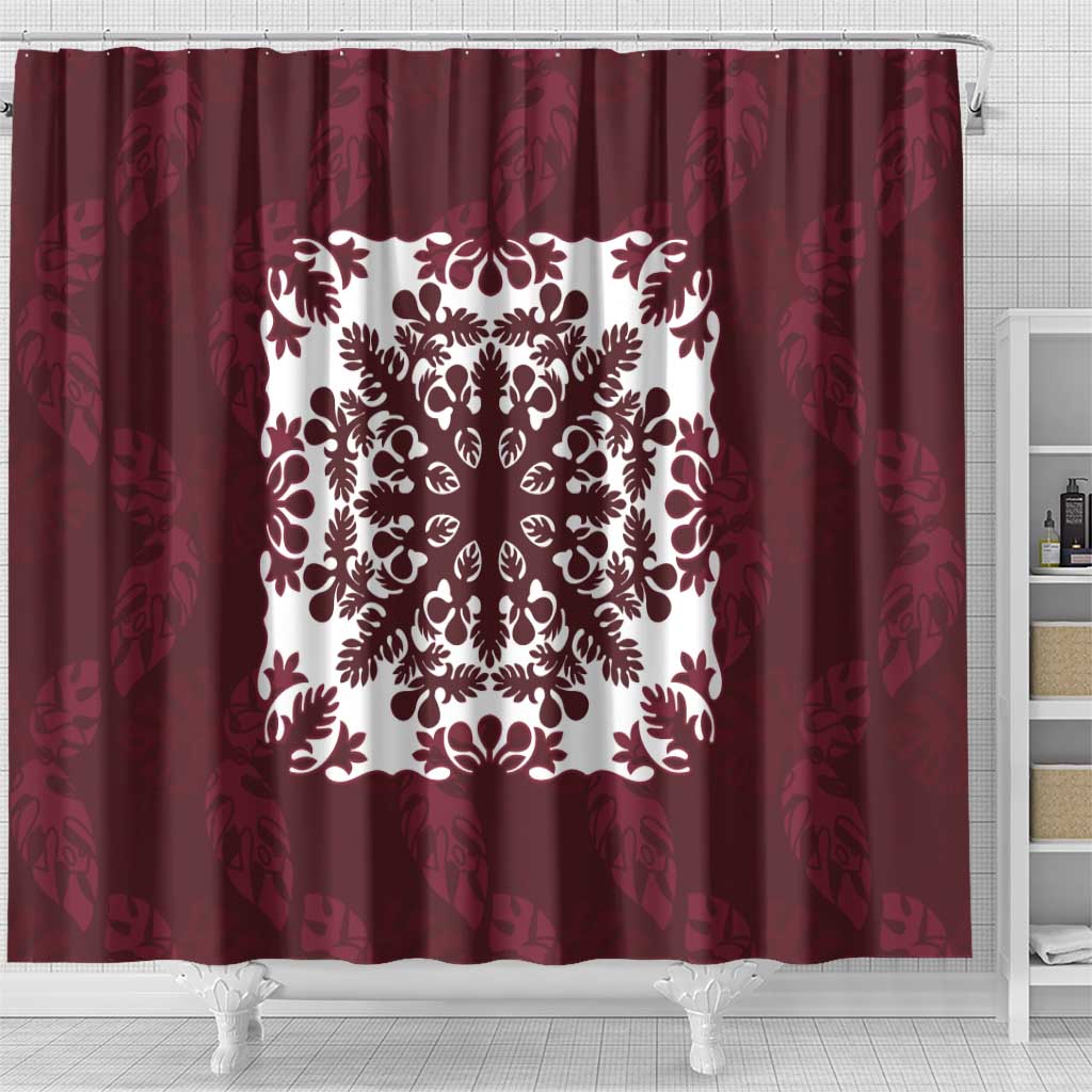 Palm Leaf Quilt Pattern Shower Curtain Hawaii Culture Floral - Polynesian Pride