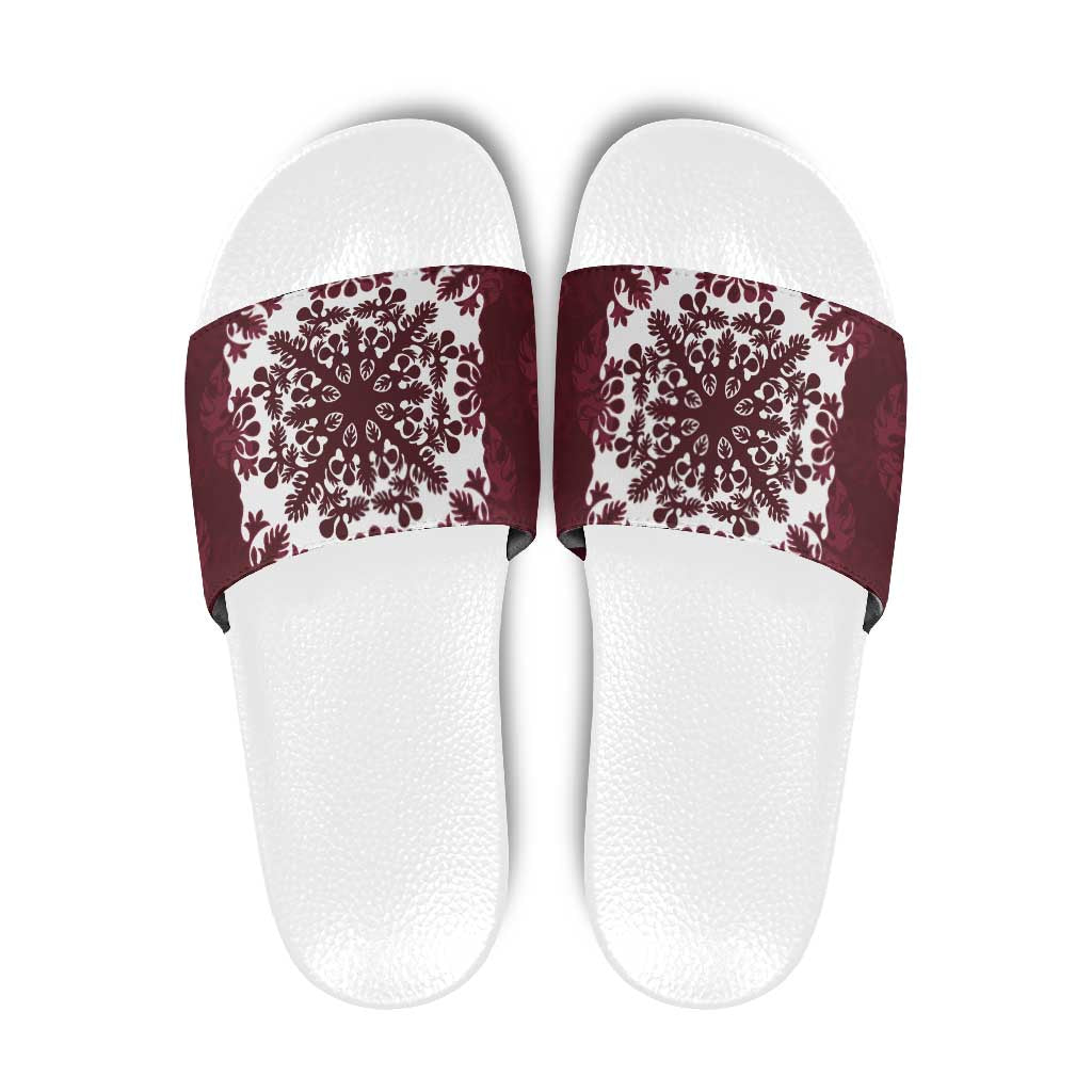 Palm Leaf Quilt Pattern Slide Sandals Hawaii Culture Floral - Polynesian Pride