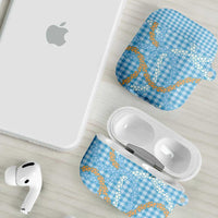 Blue Tropical Floral Palaka AirPods Case Hawaiian Quilt Pattern - Polynesian Pride