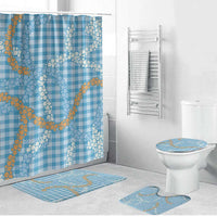 Blue Tropical Floral Palaka Bathroom Set Hawaiian Quilt Pattern - Polynesian Pride