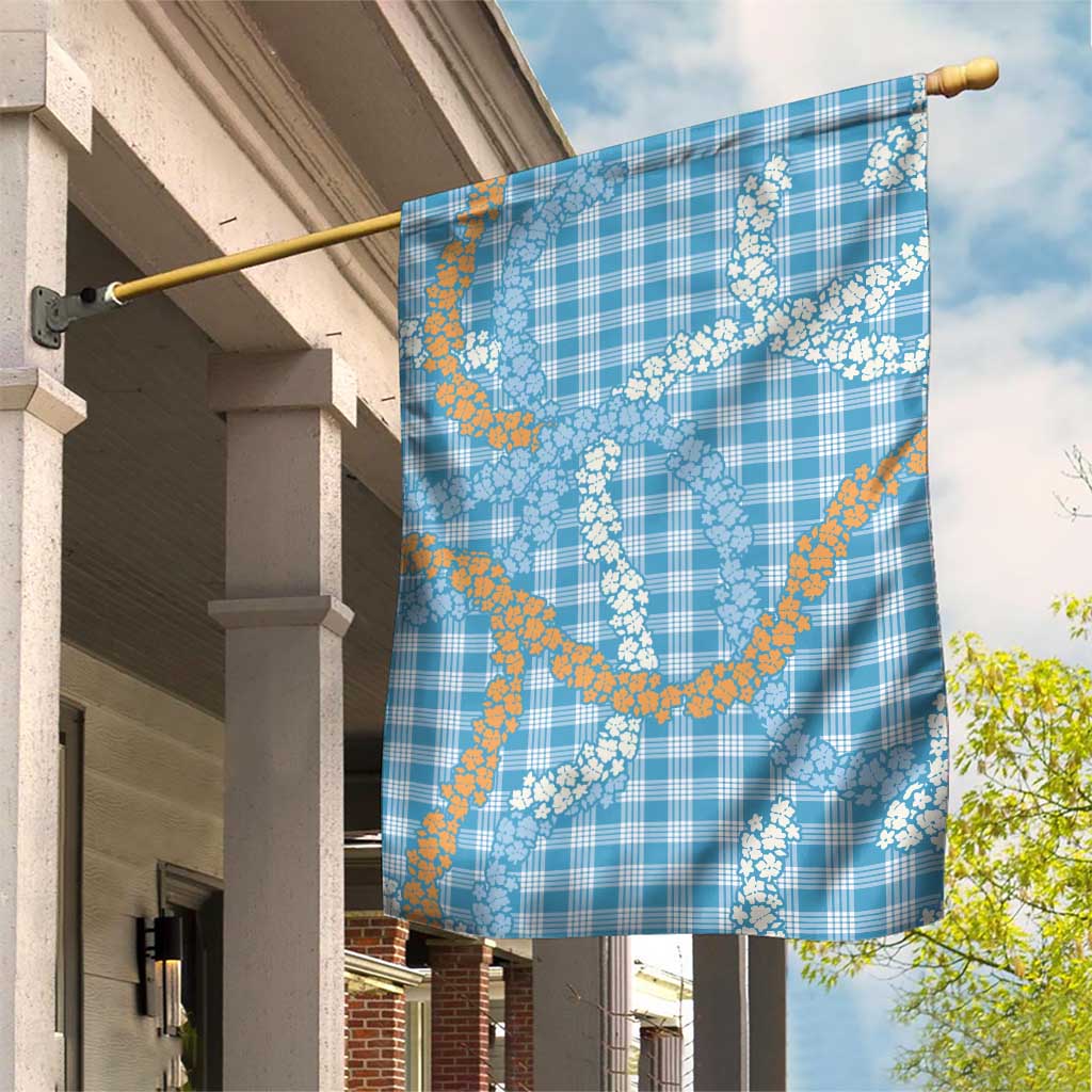 Blue Tropical Floral Palaka Garden Flag Hawaiian Quilt Pattern - Polynesian Pride