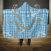 Blue Tropical Floral Palaka Hooded Blanket Hawaiian Quilt Pattern - Polynesian Pride