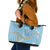 Blue Tropical Floral Palaka Leather Tote Bag Hawaiian Quilt Pattern - Polynesian Pride