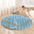 Blue Tropical Floral Palaka Round Carpet Hawaiian Quilt Pattern - Polynesian Pride