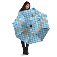 Blue Tropical Floral Palaka Umbrella Hawaiian Quilt Pattern - Polynesian Pride