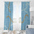 Blue Tropical Floral Palaka Window Curtain Hawaiian Quilt Pattern - Polynesian Pride