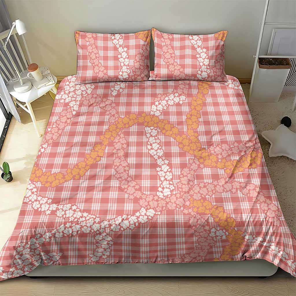 Pink Tropical Floral Palaka Bedding Set Hawaiian Quilt Pattern - Polynesian Pride