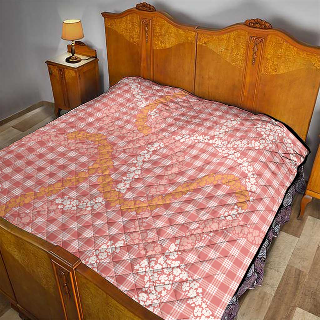 Pink Tropical Floral Palaka Quilt Hawaiian Quilt Pattern - Polynesian Pride