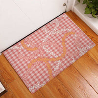 Pink Tropical Floral Palaka Rubber Doormat Hawaiian Quilt Pattern - Polynesian Pride