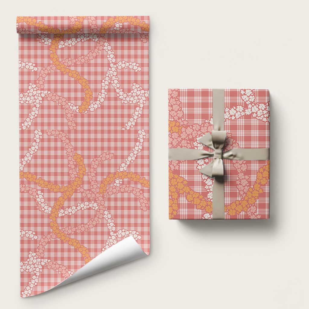 Pink Tropical Floral Palaka Wrapping Paper Hawaiian Quilt Pattern LT9 58" × 23" Pink - Polynesian Pride