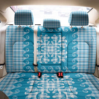 Blue Ulu Palaka Quilt Pattern Back Car Seat Cover Hawaii Culture Breadfruit - Polynesian Pride