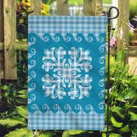 Blue Ulu Palaka Quilt Pattern Garden Flag Hawaii Culture Breadfruit - Polynesian Pride