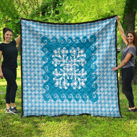Blue Ulu Palaka Quilt Pattern Quilt Hawaii Culture Breadfruit - Polynesian Pride