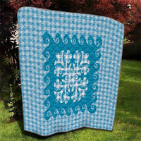 Blue Ulu Palaka Quilt Pattern Quilt Hawaii Culture Breadfruit - Polynesian Pride