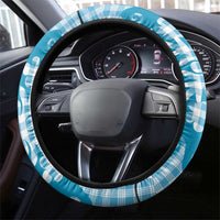 Blue Ulu Palaka Quilt Pattern Steering Wheel Cover Hawaii Culture Breadfruit - Polynesian Pride