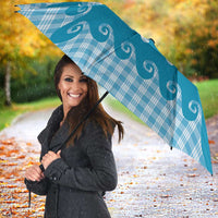 Blue Ulu Palaka Quilt Pattern Umbrella Hawaii Culture Breadfruit - Polynesian Pride