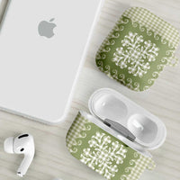 Green Ulu Palaka Quilt Pattern AirPods Case Hawaii Culture Breadfruit - Polynesian Pride