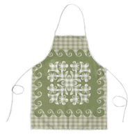 Green Ulu Palaka Quilt Pattern Apron Hawaii Culture Breadfruit - Polynesian Pride