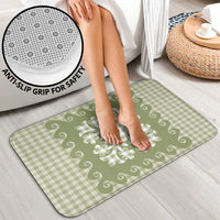 Green Ulu Palaka Quilt Pattern Bathroom Set Hawaii Culture Breadfruit - Polynesian Pride