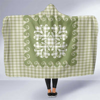 Green Ulu Palaka Quilt Pattern Hooded Blanket Hawaii Culture Breadfruit - Polynesian Pride