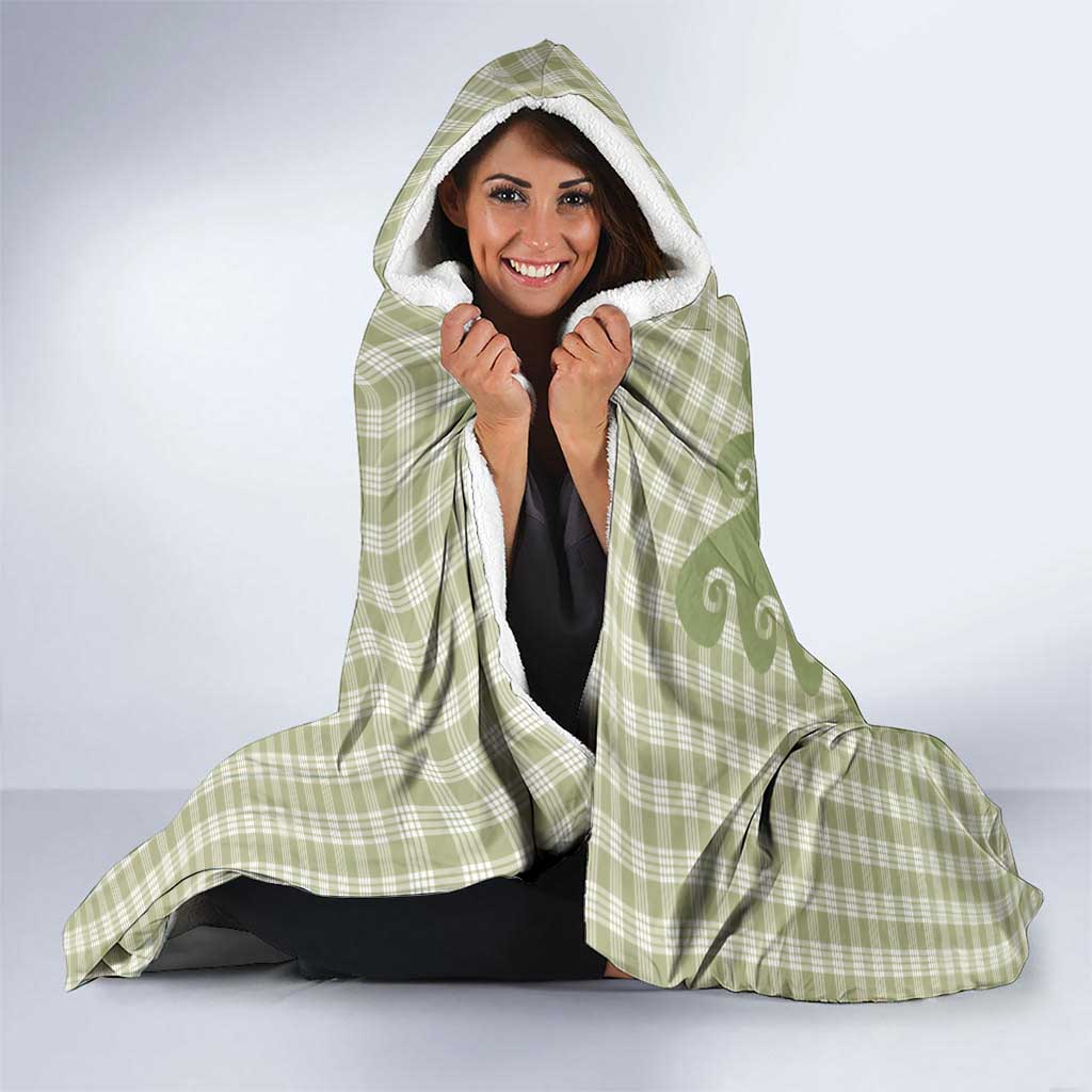 Green Ulu Palaka Quilt Pattern Hooded Blanket Hawaii Culture Breadfruit - Polynesian Pride
