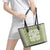 Green Ulu Palaka Quilt Pattern Leather Tote Bag Hawaii Culture Breadfruit - Polynesian Pride