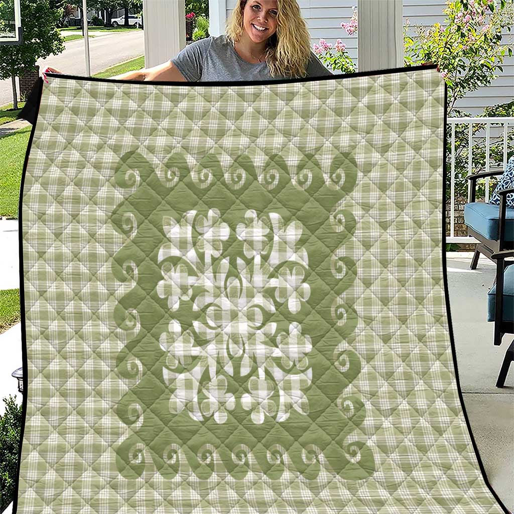 Green Ulu Palaka Quilt Pattern Quilt Hawaii Culture Breadfruit - Polynesian Pride