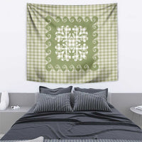 Green Ulu Palaka Quilt Pattern Tapestry Hawaii Culture Breadfruit - Polynesian Pride